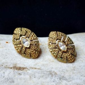 1928 Golden Marquise with Crystal Accent Earrings
